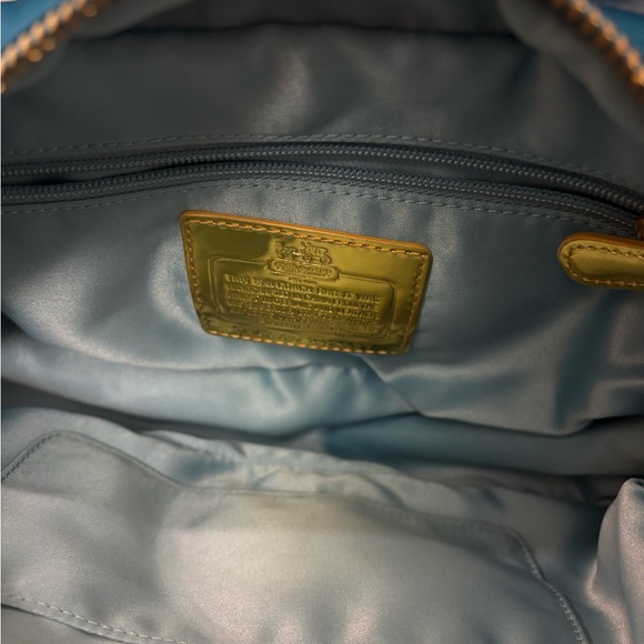 Coach Blue Handbag with Gold Accents - Picture 4 of 5